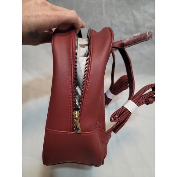 London Fog Collection ISA Embossed Signature Backpack Ruby Red NWT - Picture 2 of 8